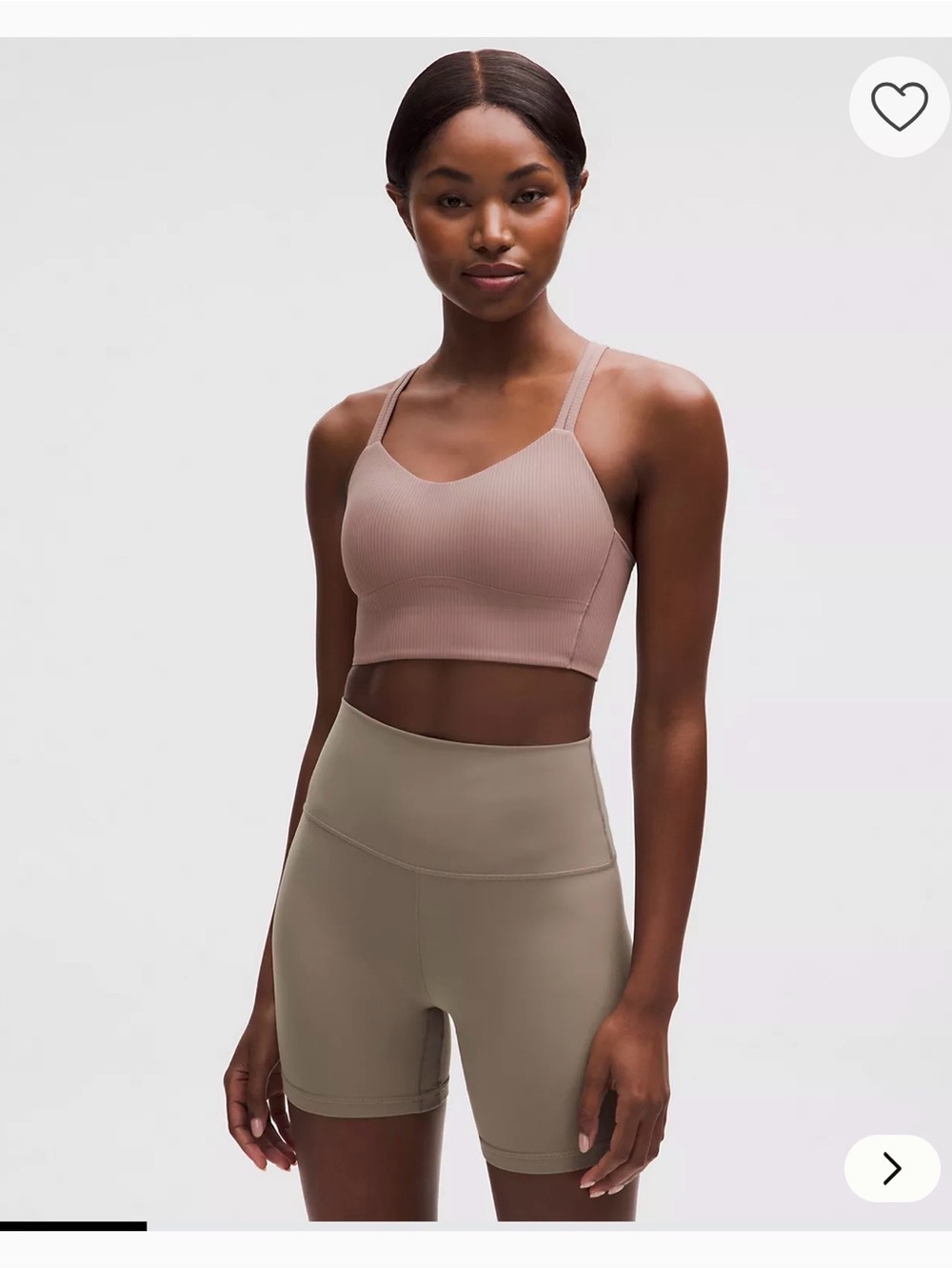 Lululemon Like a Cloud Ribbed Longline Sports Bra in Ashen Rose